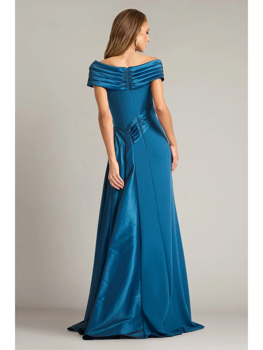NEW Tadashi Shoji Elysian Draped Overlay Train Gown in Cerulean Sz 10 #LD586 - Picture 3 of 9